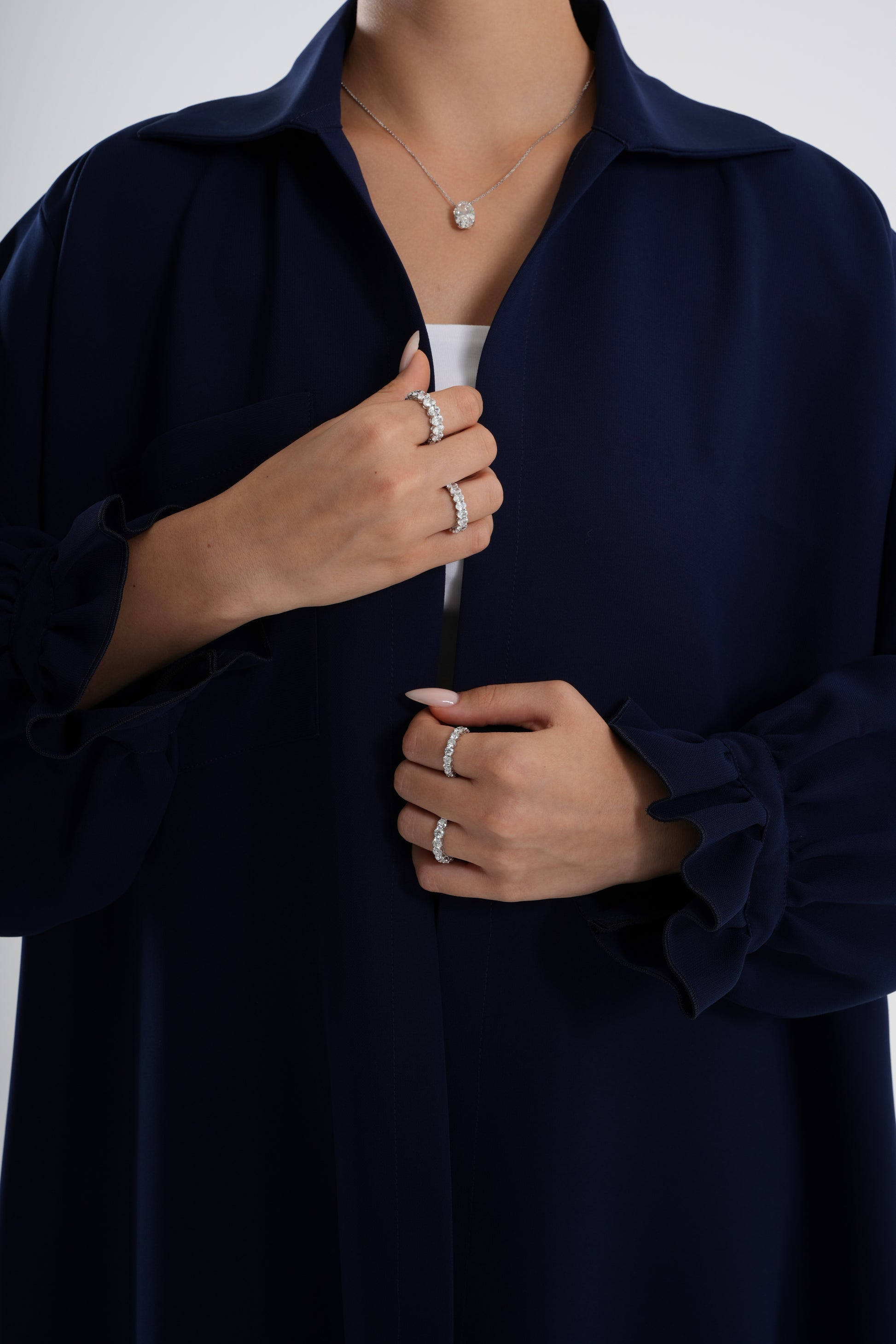 Navy Ruffles Shirt